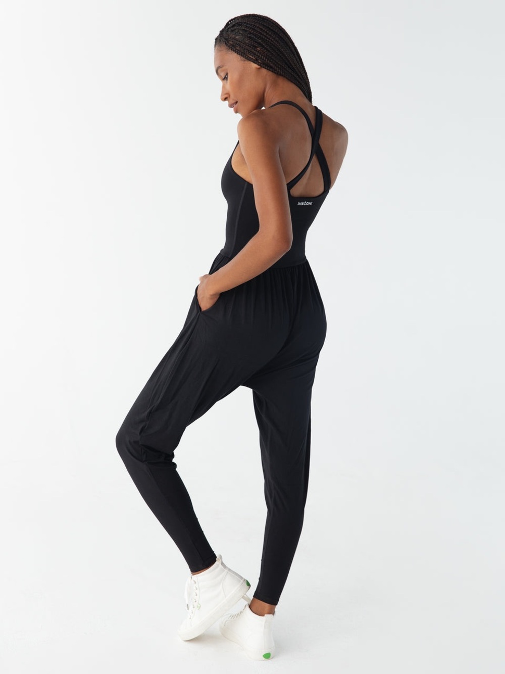 Women’s Black Jumpsuit with Cross Back Straps
